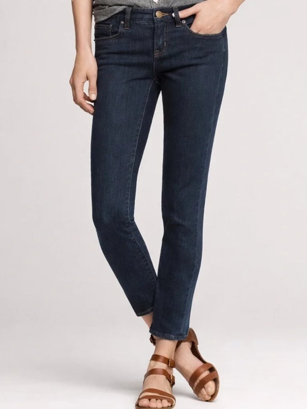 NEW! J. CREW TOOTHPICK ANKLE DENIM JEANS DARK WASH 28 PREPPY CASUAL STRAIGHT LEG